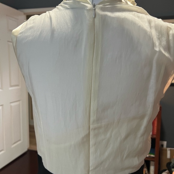 BCBG Max Azaria cream and black silk blend dress. Ruffled with buttons - Picture 4 of 7